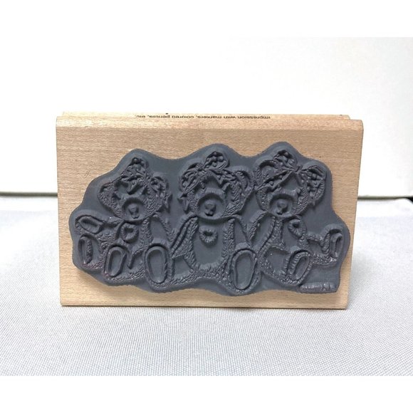 Stampendous Rubber Stamp TM005 Sarah Jackie Karen Teddy Bears Wood Mounted USA - Picture 5 of 6